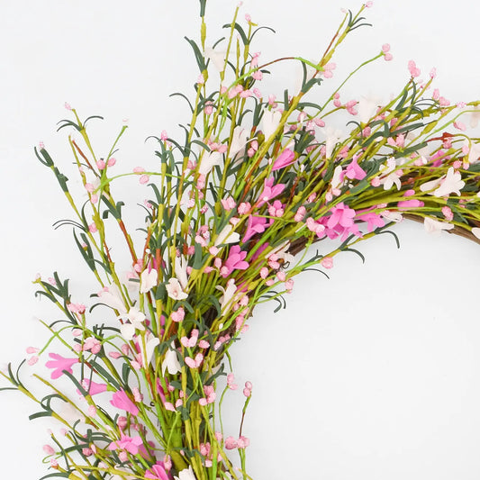 22" Two-Tone Pink Buttercup Wreath Floral Living