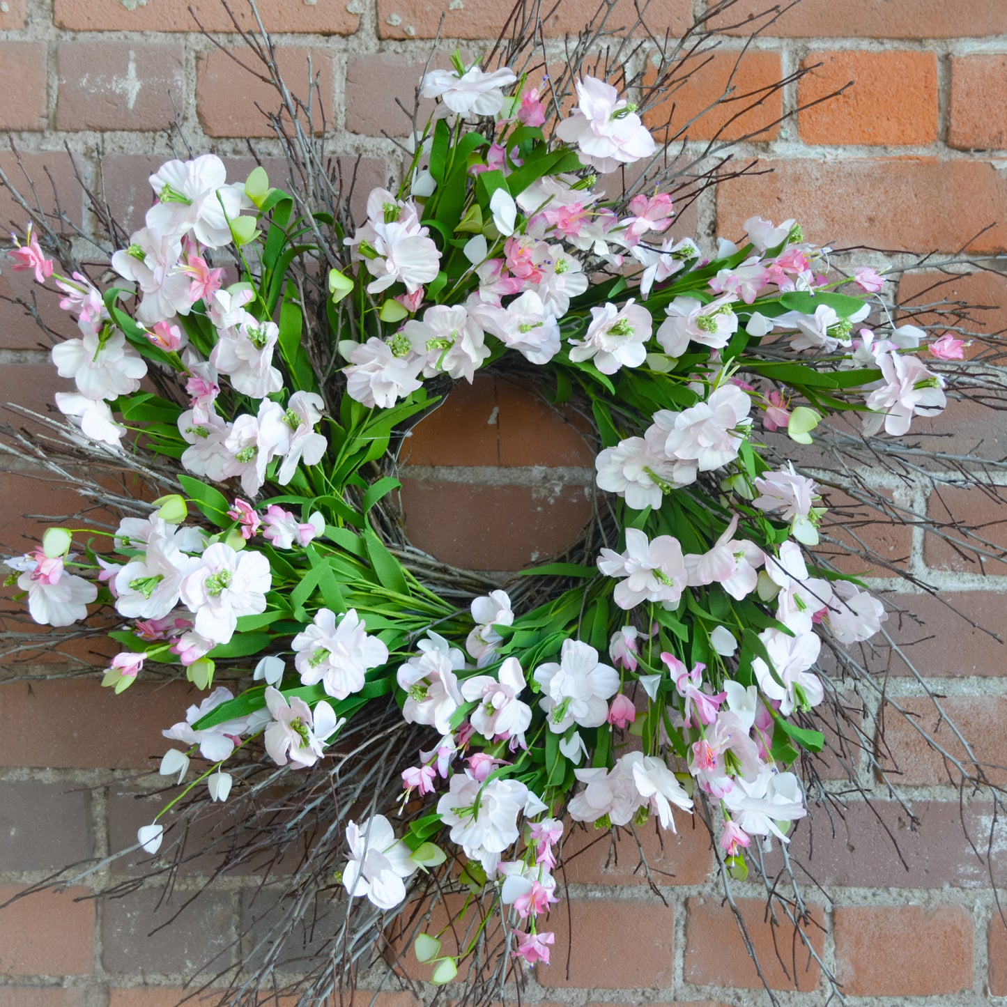 24" Pink Apple Blowssom Twig Wreath
