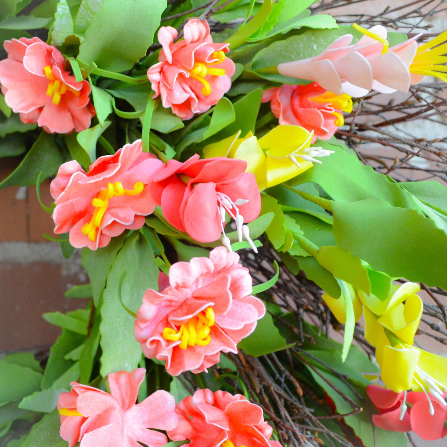 Peach Blossom Lupine Twig Wreath 2