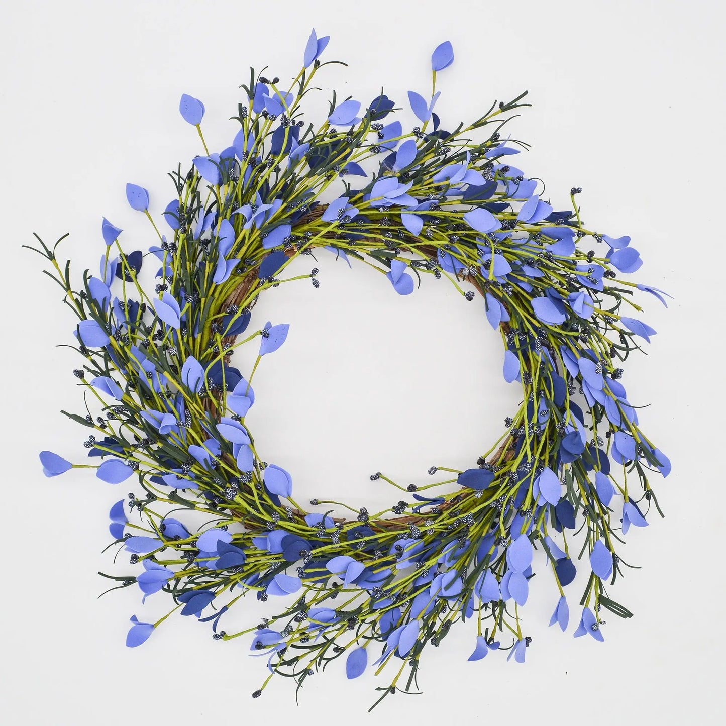 22" Periwinkle Meadowlark Wreath FloralLiving