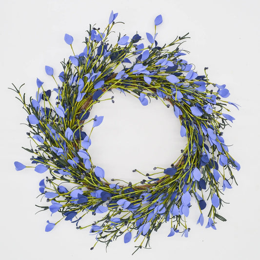 22" Periwinkle Meadowlark Wreath FloralLiving
