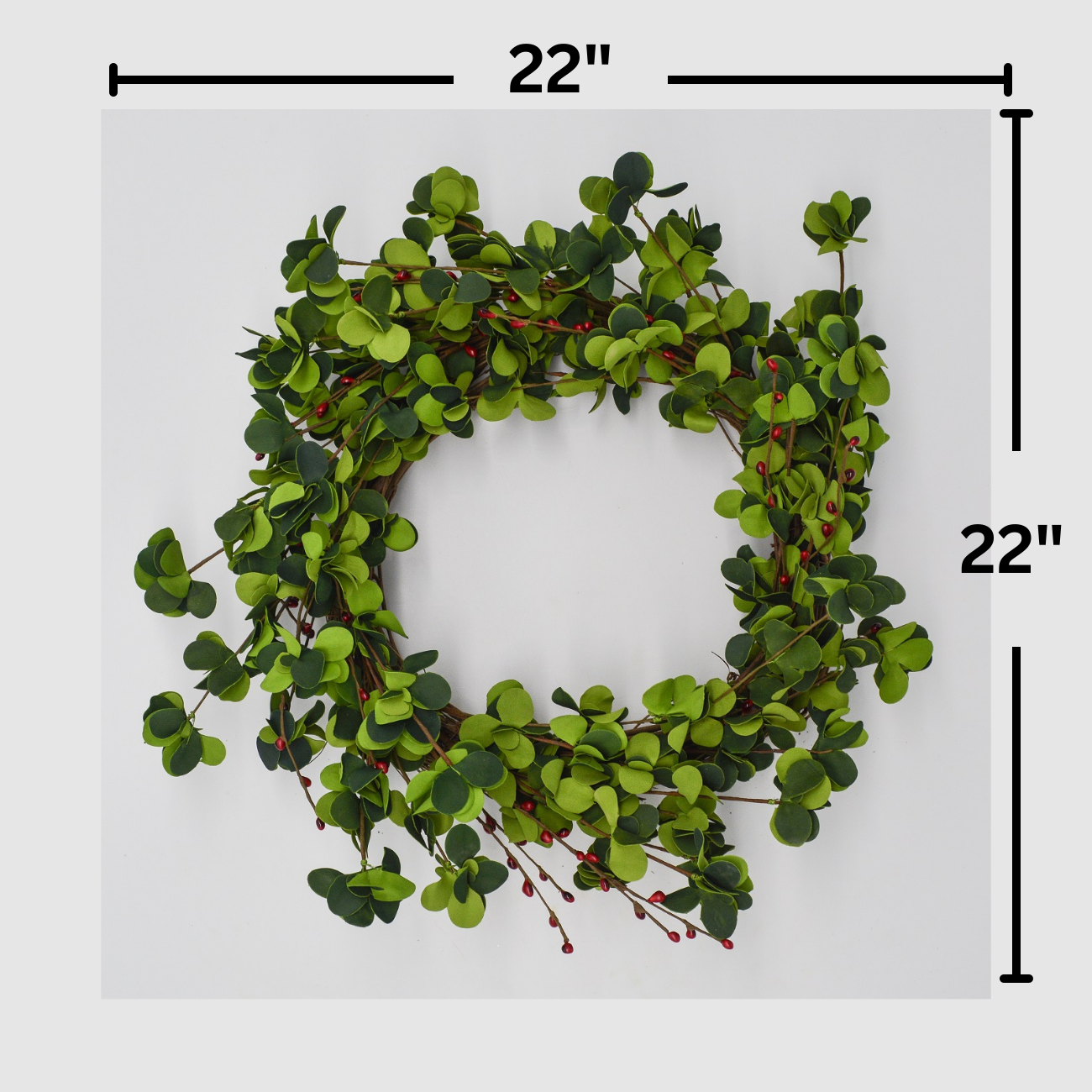 22" Holiday Greens and Berry Wreath
