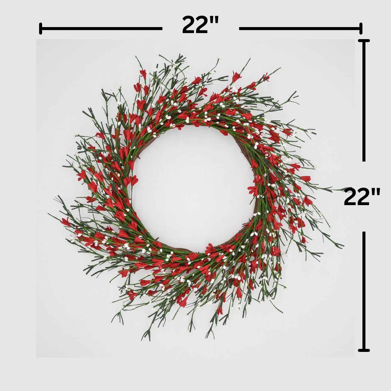 22" Holiday Red and White Buttercup Wreath