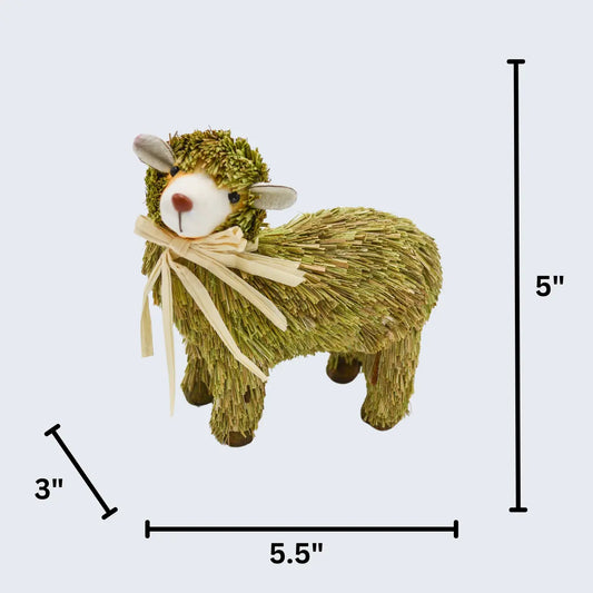 5" Green Sisal Sheep Floral Living