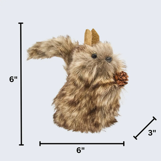 6" Brown Furry Faux Squirrel Floral Living