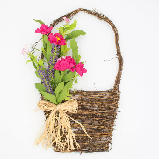 21" Four O'Clock Liatris Wall Basket Floral Living