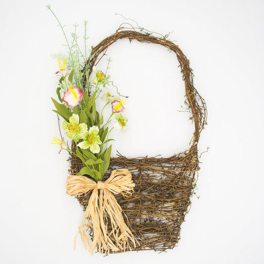 21" Pink Morning Glory Wall Basket