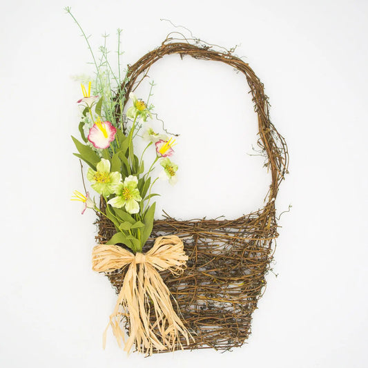 21" Pink Morning Glory Wall Basket Floral Living