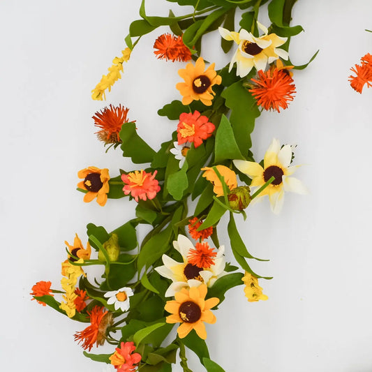 6' Orange Yellow Wildflower Garland Floral Living