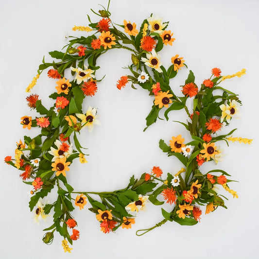 6' Orange Yellow Wildflower Garland Floral Living