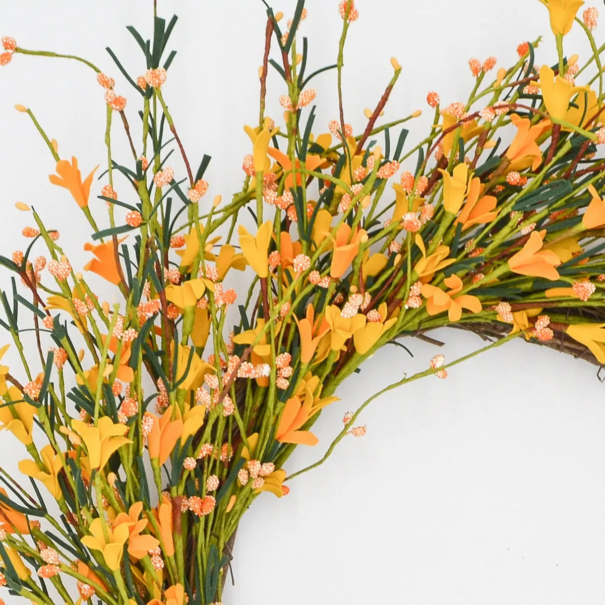 22" Orange and Gold Buttercup Wreath Floral Living