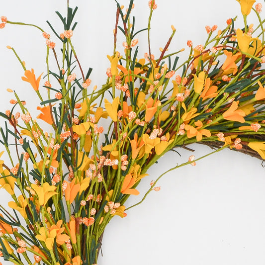 22" Orange and Gold Buttercup Wreath
