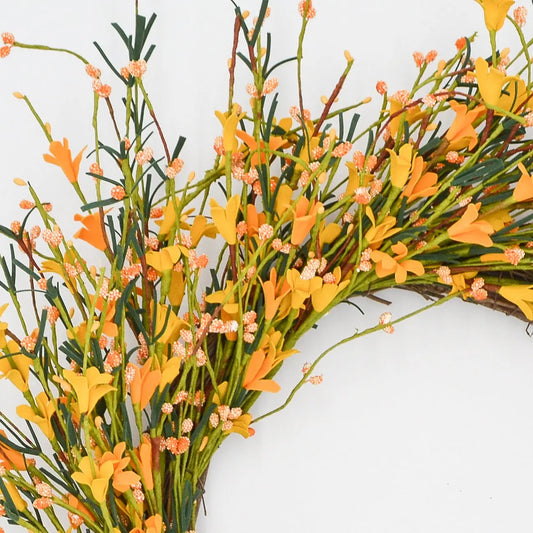 22" Orange and Gold Buttercup Wreath Floral Living