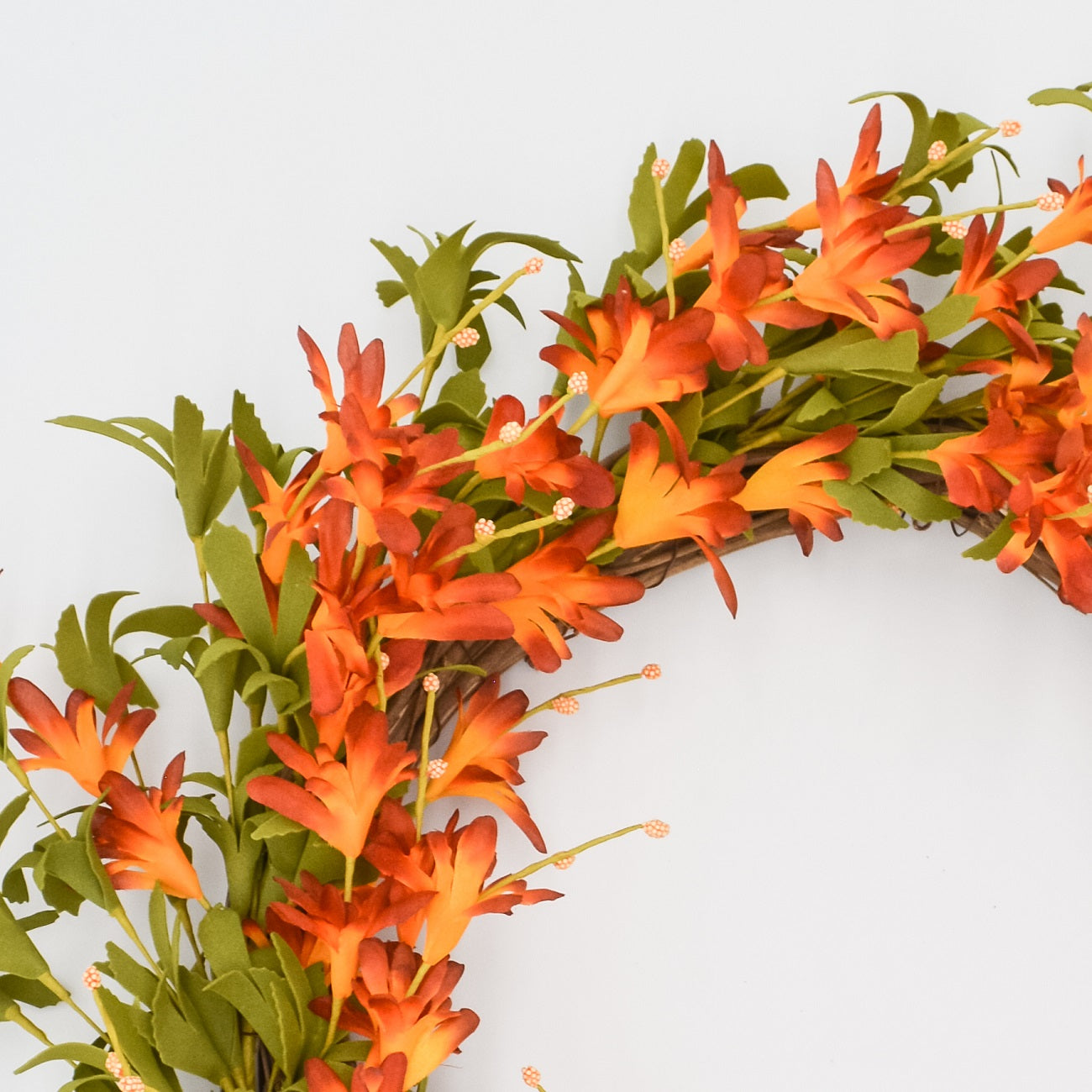 22" Orange Trumpet Vine Wreath