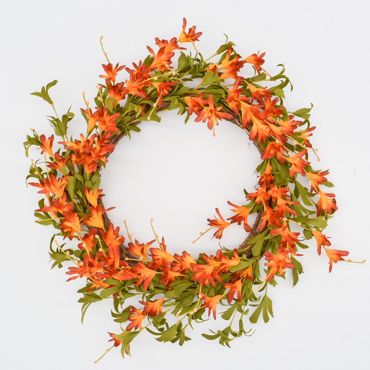 22" Orange Trumpet Vine Wreath