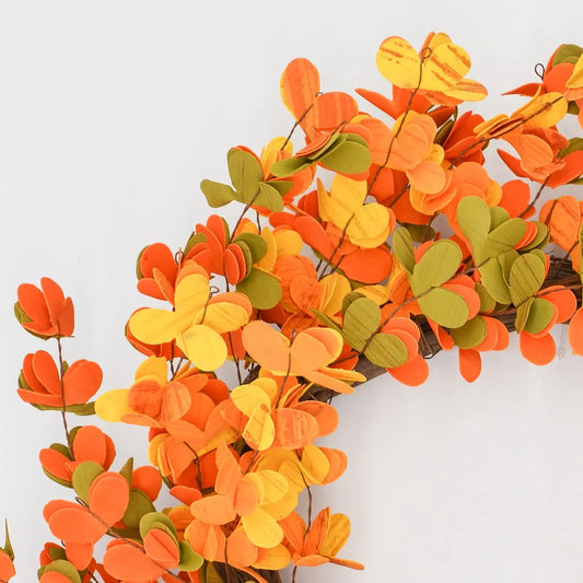 22" Orange, Yellow Clover Wreath Floral Living
