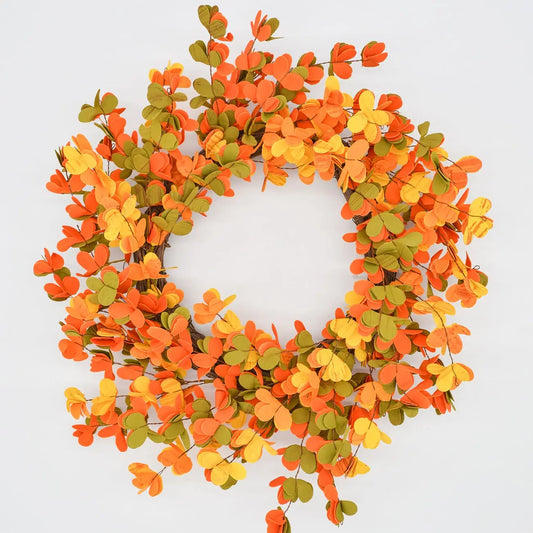 22" Orange, Yellow Clover Wreath Floral Living