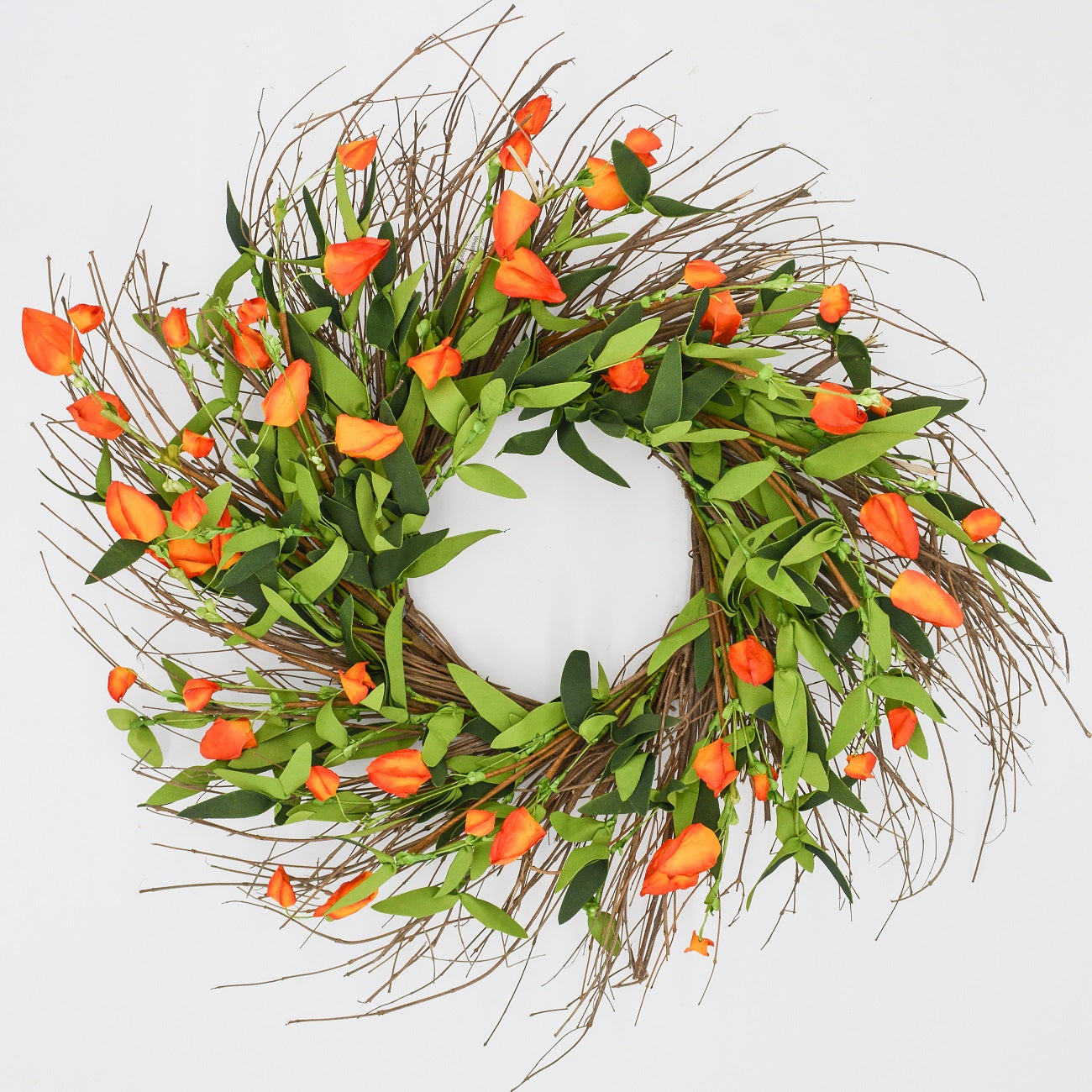 22" Autumn Lantern Twig Wreath