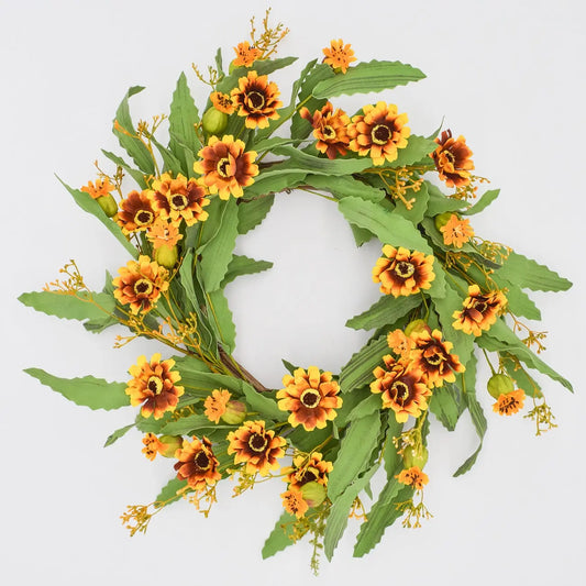 22" Harvest Blanket Flower Wreath Floral Living