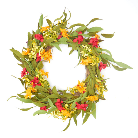 22" Harvest Daisy Wreath Floral Living
