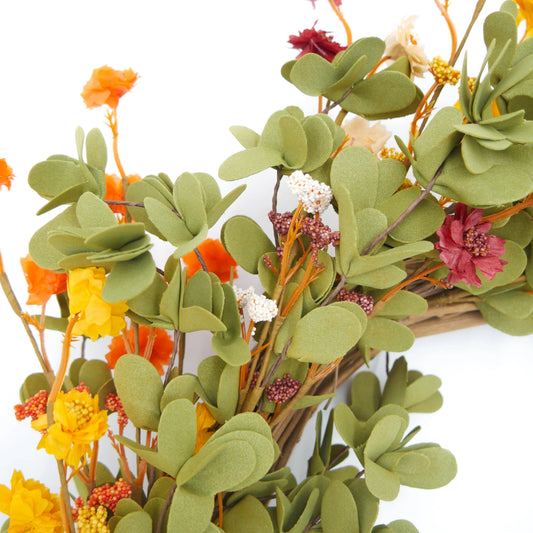 22" Marigold Eucalyptus Wreath Floral Living
