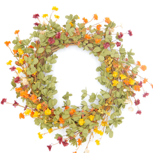 22" Marigold Eucalyptus Wreath Floral Living