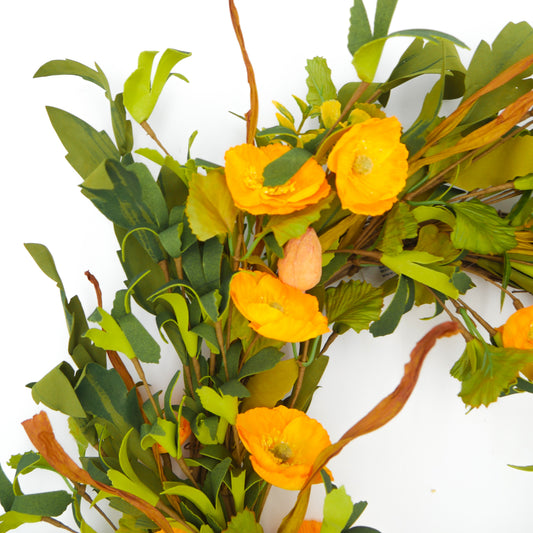 22" Iceland Poppy, Eucalyptus Wreath