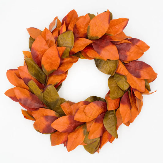 24" Fall Magnolia Wreath Floral Living