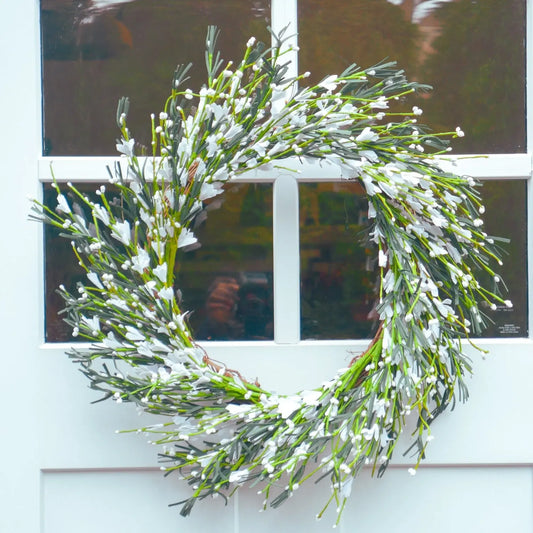 22" Cream White Buttercup Wreath Floral Living