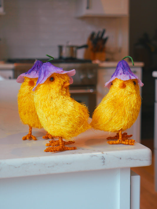 Set of three 6" Sisal Grass Chicks
