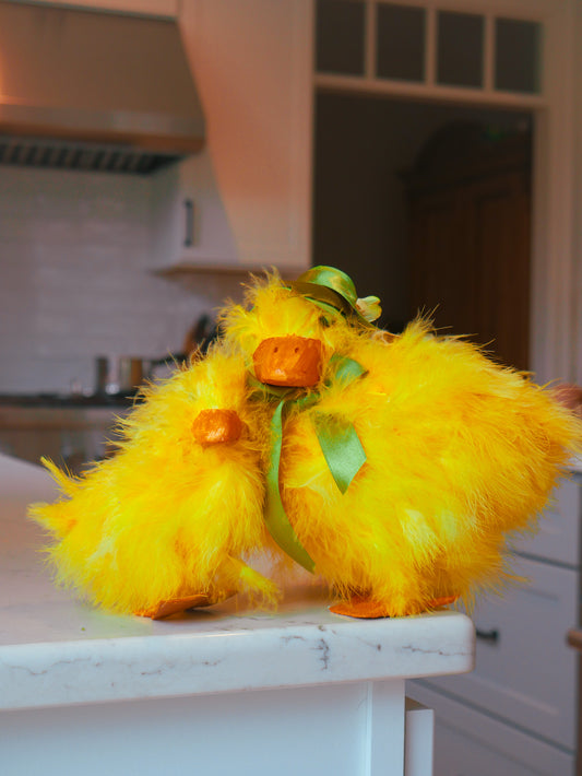 Green Bonnet Mother and Baby Duck set