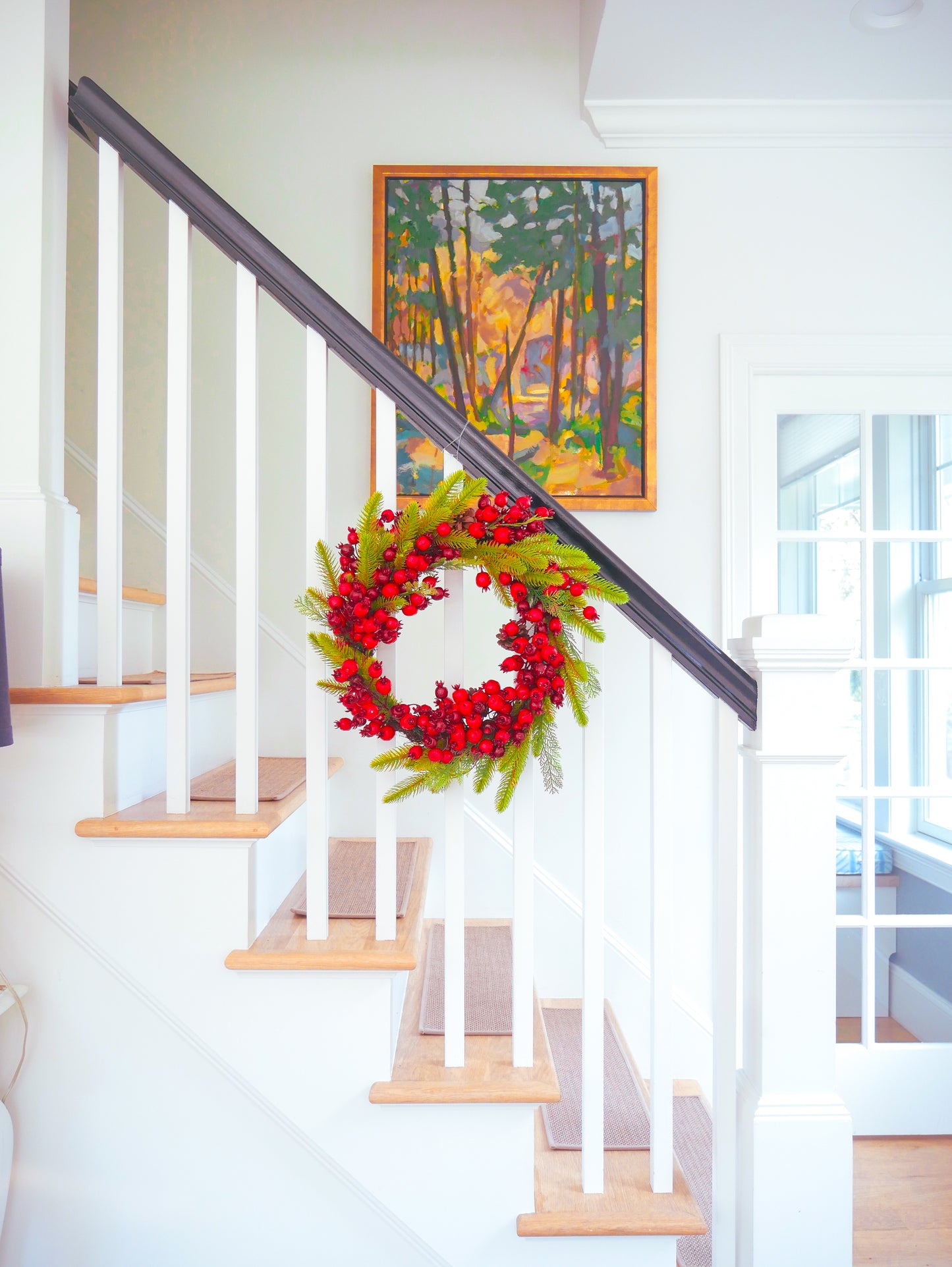 22" Mixed Evergreen Holiday wreath with Large Berries