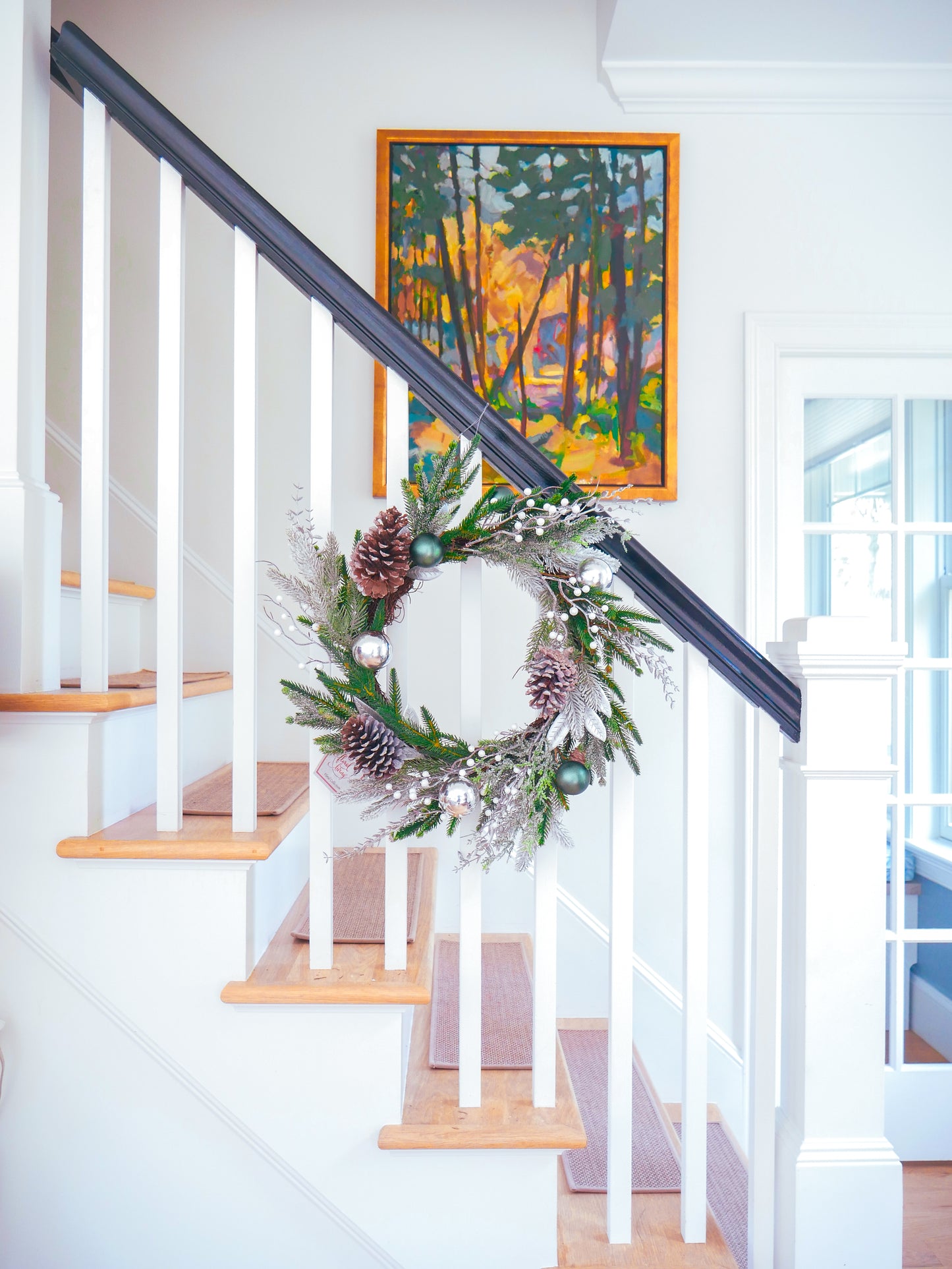 22" Silver Fir, Bauble, Berry Wreath