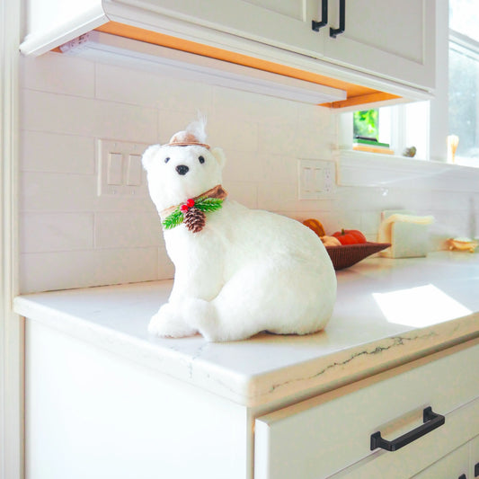 10" Christmas Polar Bear Floral Living