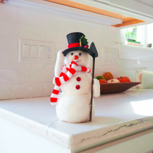 9.5" White Snowman Floral Living