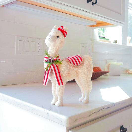11.5" White Holiday Alpaca Floral Living