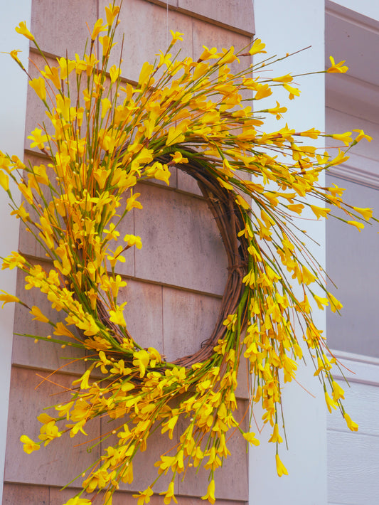 30" Yellow Forsythia Wreath