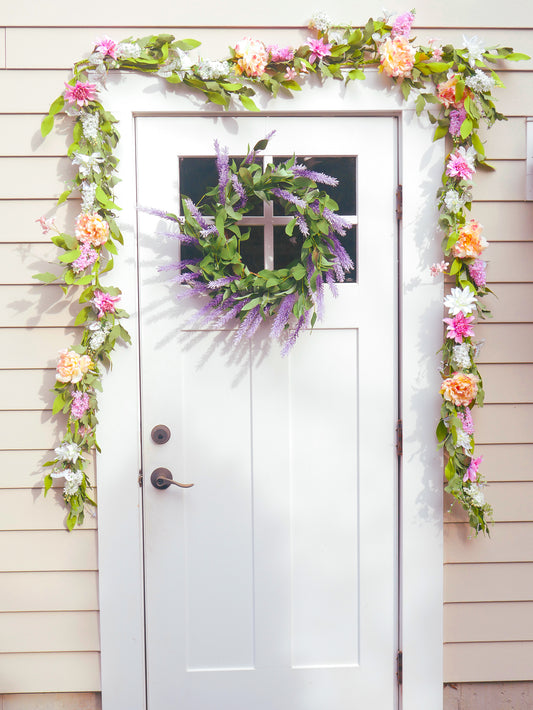 22" Lavender Cattail Wreath.