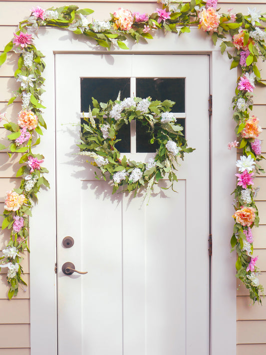 22" Cream, White Lilac Wreath
