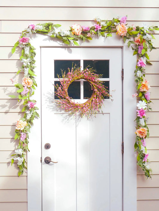 22" Dark Pink Buttercup Wreath Floral Living