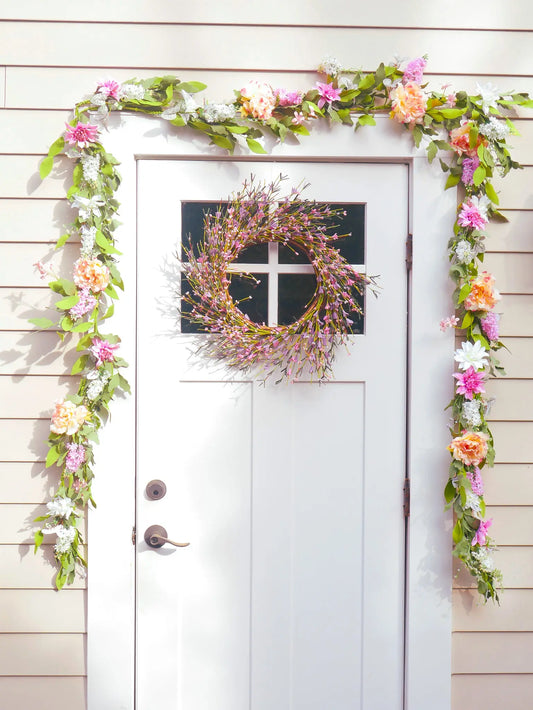 22" Lavender and Pink Buttercup Wreath Floral Living