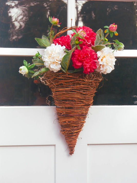 18" Dahlia Wall Basket Floral Living