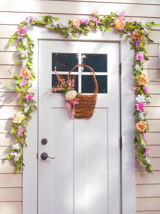 21" Peony Forsythia Wall Basket