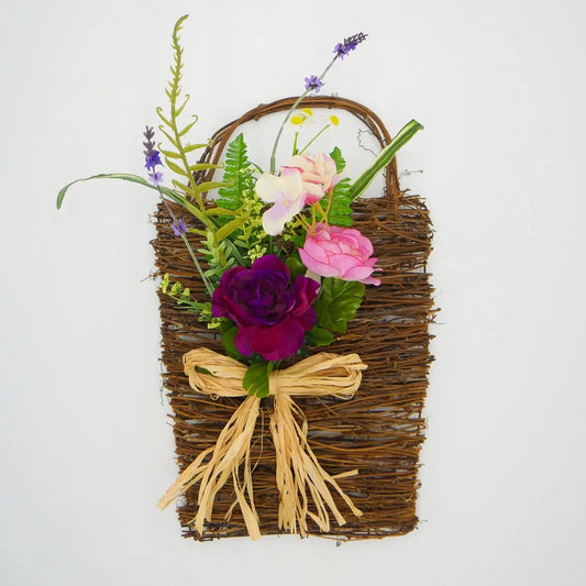 16" Purple Camellia 3-D Wall basket Floral Living