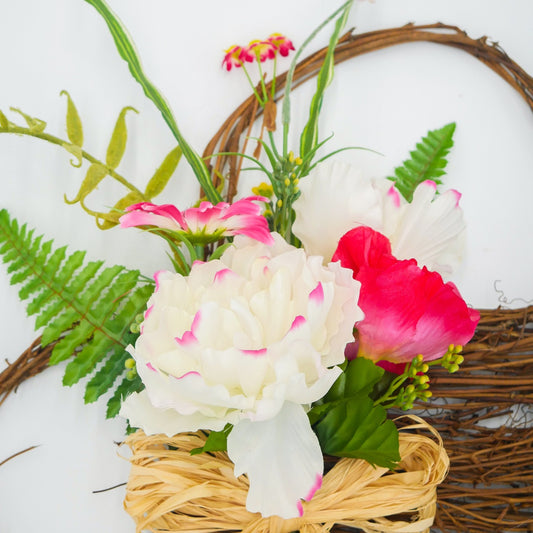 15"  Peony, Pink Daisy Watering Can