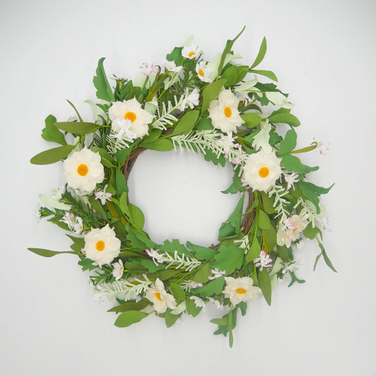 22" White Water Lily Wreath Floral Living