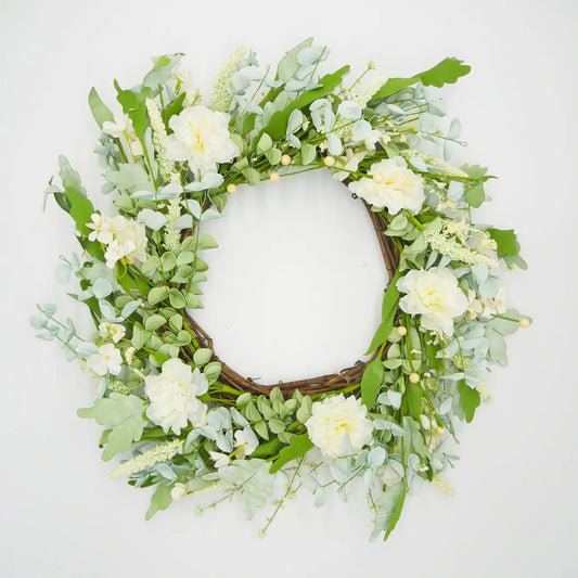 22" Peony, Eucalyptus Wreath Floral Living