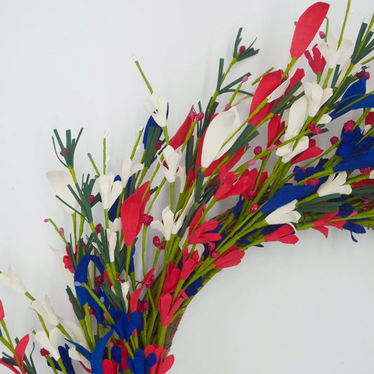 22" Americana Forsythia Bud Wreath Floral Living