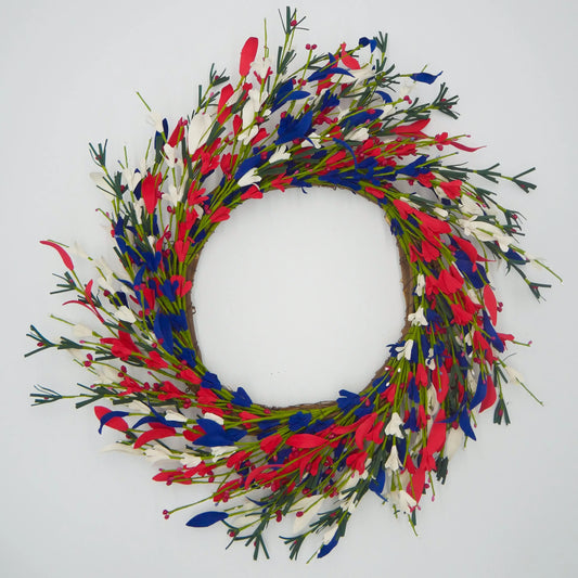 22" Americana Forsythia Bud Wreath Floral Living