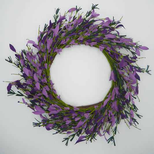 22" Lavender, Purple Forsythia Bud Wreath Floral Living